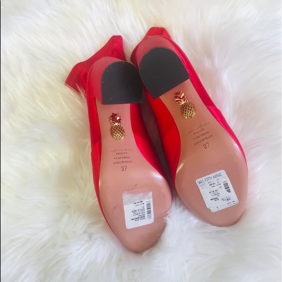Aquazzura So Me Ankle Booties Red Satin NEW 7 - Picture 2 of 8
